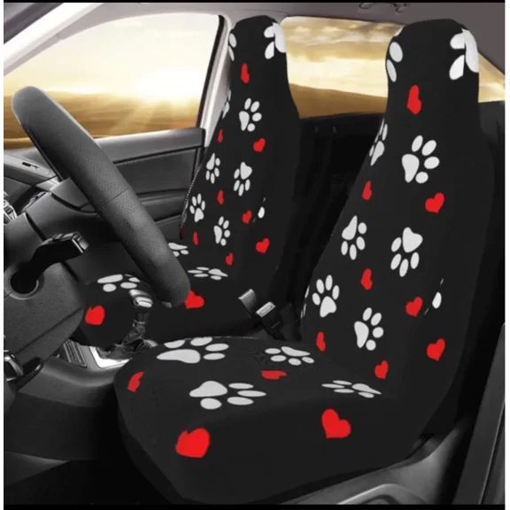Black and White Dog Paws Car Seat Covers | Universal Fit Seat Protectors For SUV and Car Bucket Seats