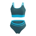 thumbnail image 6 of Ticikt Women's High Waisted Bikini Sets Sporty Two Piece Swimsuits Color Block Cheeky High Cut Bathing Suits, 6 of 6