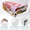 thumbnail image 4 of Quilts Twin XL Size Bedding Set, Pink Christmas Lightweight Quilted Comforter, Xmas Snowman Elk Penguin Snowflake Pine Trees Reversible Bedspread Coverlet with Pillow Covers for All Season, 68" x 98", 4 of 9
