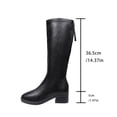 thumbnail image 5 of Domuza Women's Knee High Side Zipper Boots, Faux Leather Round Toe Block Heel Tall Dress Boots, Comfort Non-Slip Fall Winter Booties for Office Daily Commuting Wear Black 10（EU-43）, 5 of 7