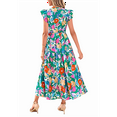 thumbnail image 2 of Vestido Midi Estampado con Escote en V, Mangas Plisadas y Volantes Imagen 3 XL, 2 of 7