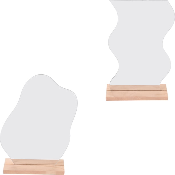 Raindrops 2Ud Espejo De Escritorio Plateado Con Base De Madera Espejos Decorativos Para Dormitorio