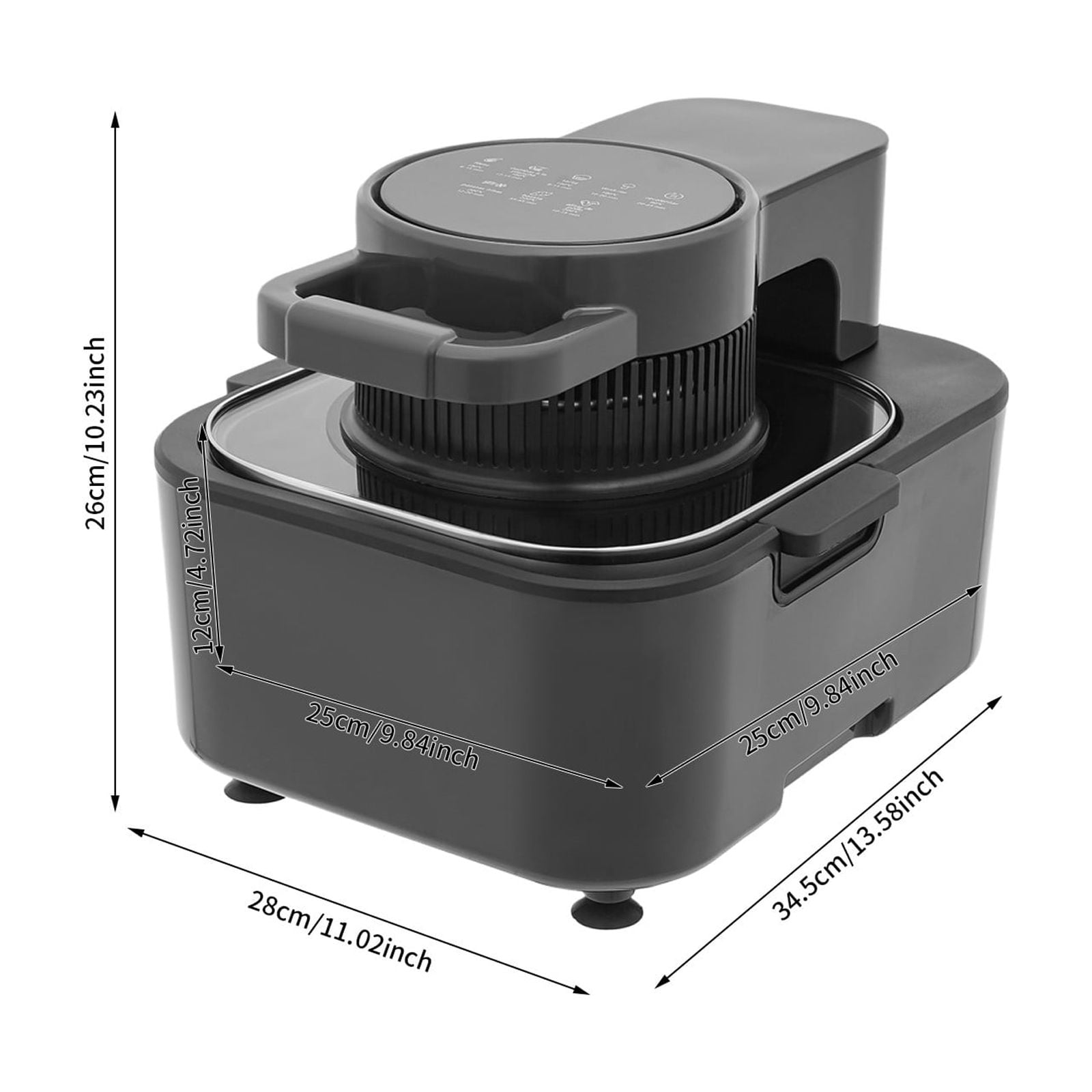 DUYIWAA 9L Air Fryer LCD Display Digital Countertop Air Fryer Pot 90-200 ℃ Adjustable 1350W 110V