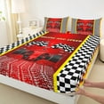 thumbnail image 3 of Manfei Boys Racing Car Twin Sheet Sets,Extreme Sports Twin Fitted Sheet,White Black Plaid Flat Sheet For Kids Teens,Super Cozy Room Decor,3pcs, 3 of 7