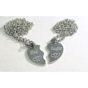 SPLIT HEART NECKLACES DAD DAUGHTER IMAGE SOLID STAINLESS STEEL