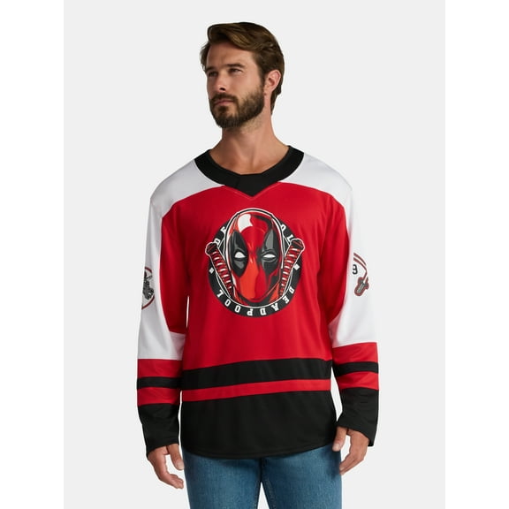 Marvel Deadpool Men's and Big Men's Hockey Jersey, Sizes XS-3XL