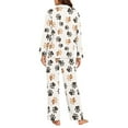 thumbnail image 3 of SCRAWLGOD Dog Paw Pjs Women Long Sleeve Tops and Pants for Women Button Up Pajama Sets Size XS V Neck Ladies 2 Piece Pajamas Comfy Nightwear Sets for Women, 3 of 7