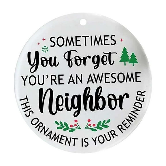 CuiLiyq Neighbor Gifts Christmas Ornaments, Round Acrylic Pendant with Gold Rope Decoration, for Holiday Party Decoration and Christmas Gifts (F)