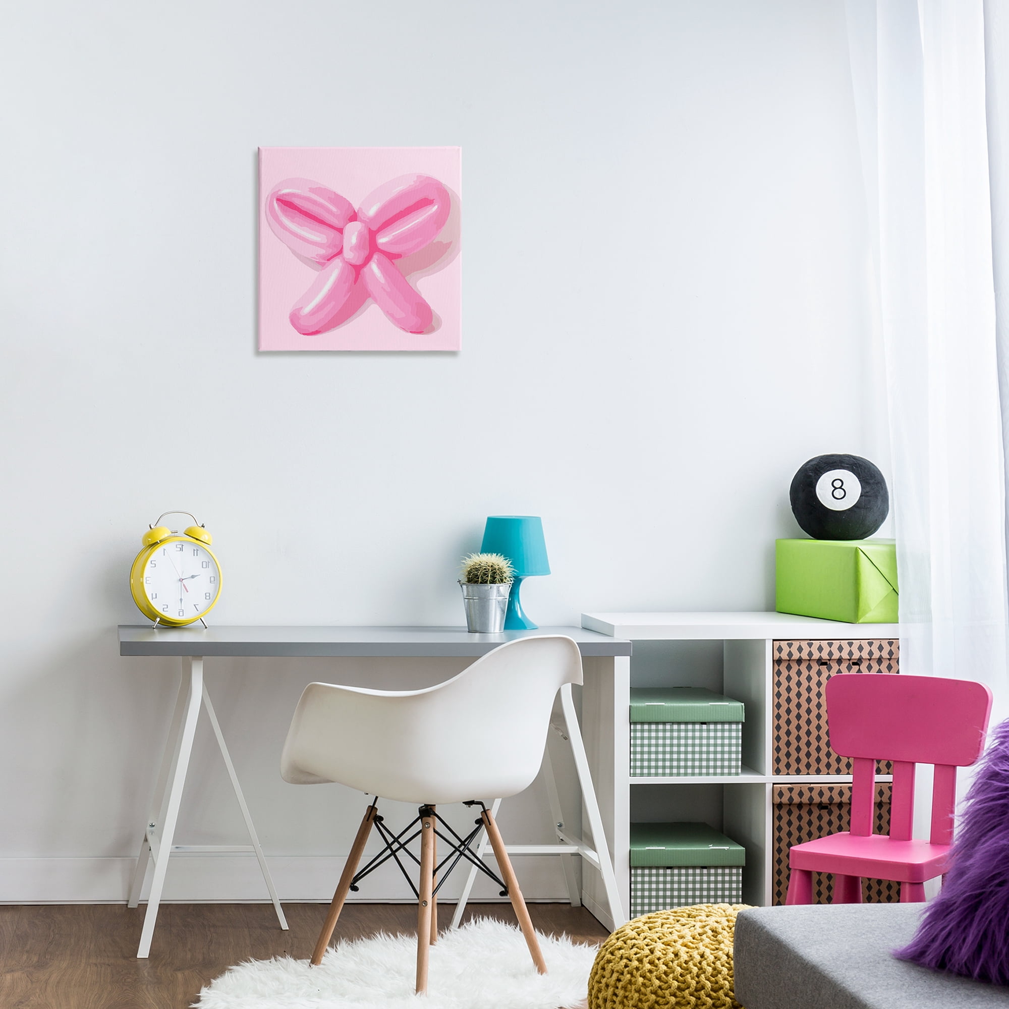 Stupell Industries Pink Balloon Bow Abstract Painting Wrapped Canvas Art Print Wall Art, 17 x 17