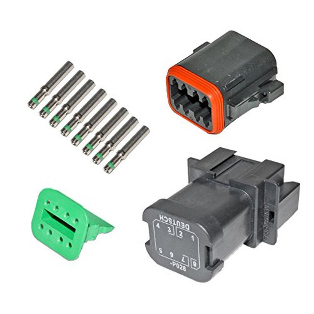 CustomConnectorKits Deutsch DT Enhanced Black Splice Kit (DT04-8PB-P028: Bus Double 8 Positions 5/3, 14 Ga. Contacts)