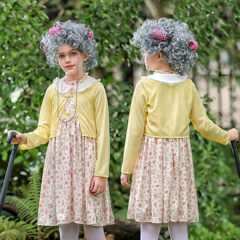 chinese dress ladies Old Lady Costume for Kids Girls Grandma 7pc Costume 100th Days of Scho   Preppy Kids Trinidad
