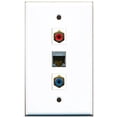 thumbnail image 1 of RiteAV - 1 Port RCA Red and 1 Port RCA Blue and 1 Port Shielded Cat6 Ethernet Wall Plate, 1 of 1