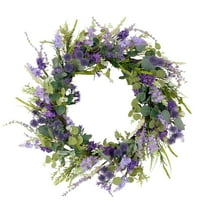 Puleo International 24" Artificial Echinops Floral Spring Door Wreath, Green/Purple