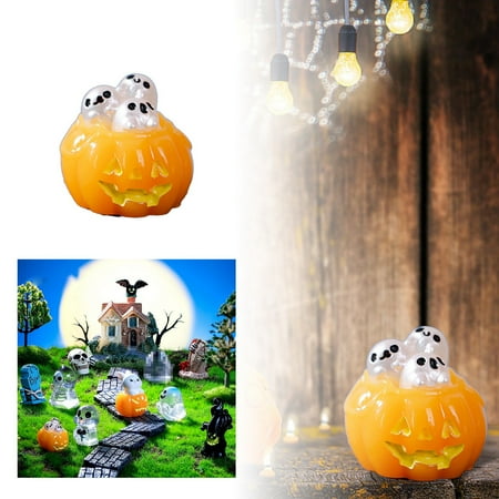 

Micro Halloween Crystal Ornament Accessories No Face Pumpkin Resin Trinket Halloween Decor Unique Pumpkin Figurine For Festive Home And Office Decoration Cartoon Figurines