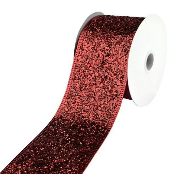 Disco Glitter Metallic Edge Wired Ribbon, 2-1/2-Inch, 10-Yard - Red