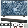 LG 65 Inch UP7000 Series 4K LED UHD Smart webOS TV (2021 Model) Bundle with Deco Home 60W 2.0 Channel Soundbar, 37-70 inch TV Wall Mount Bracket Bundle and 6-Outlet Surge Adapter