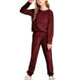 thumbnail image 2 of Jalioing Kids Girls Lounge Set 2 Piece Outfits Solid Velvet Long Sleeve Sweatshirts and Sweatpants Set Tracksuit, 2 of 9