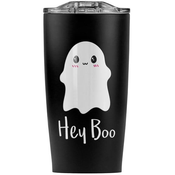 Hey Boo Cute Kawaii Ghost Stainless Steel 20 oz Travel Tumbler, Vacuum Insulated & Double Wall with Leakproof Sliding Lid | Great for Coffee/Hot Drinks and Cold Beverages