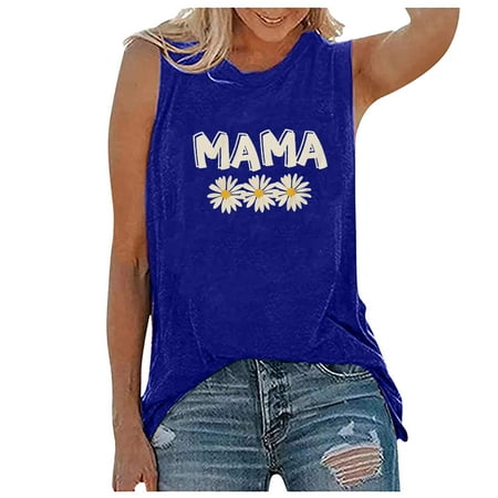 

QJYINGYI Round-Neck Tank Top Maternity Tank Top WOMA896 Women s Fashion Casual Loose Sunflower Series Printed Sleeveless Tank Top Blue S