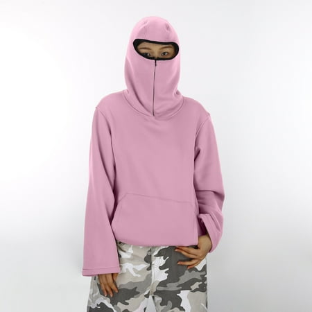 Kids Boys Balaclava Hoodie Long Sleeve Pullover Hoodie Sweatshirt Boys Creative Hoodies Fall Clothes Little Girls Clothes 6-7 Years