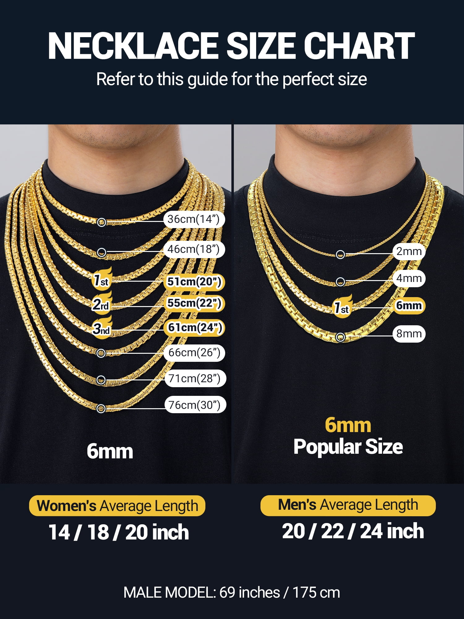PROSTEEL 14K Gold Plated Chain for Men Women Stainless Steel Round Link Chain Necklaces 2mm Non-tarnish Hypoallergenic Birthday Valentines Day Jewelry Gift 28 Inch