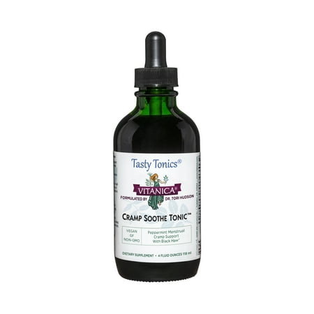 Vitanica Cramp Soothe Tonic, Dr Formulated Menstrual Cramp Support, with Black Haw Bark, Valerian Root, Ginger Root, and Garrya Herb, Alcohol Free, Vegan, 4 Ounce