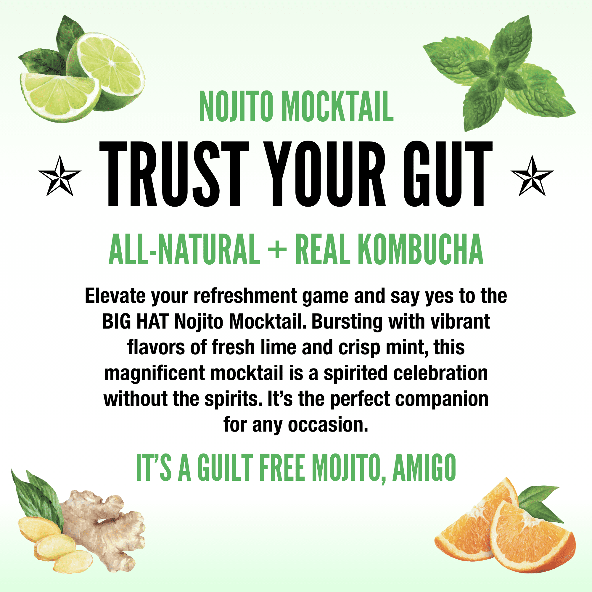 BIG HAT Nojito Mocktail, Non-Alcoholic 4 Pack, 12 fl oz Cans