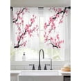 thumbnail image 2 of Pink Flowers Sheer Curtains 45 Inch Length 2 Panels Set Window Treatments, Pink Blossoms Botanical Floral Branches Rod Pocket Semi Curtains for Living Room/Bedroom/Kitchen Décor, 104"W x 45"L, 2 of 7
