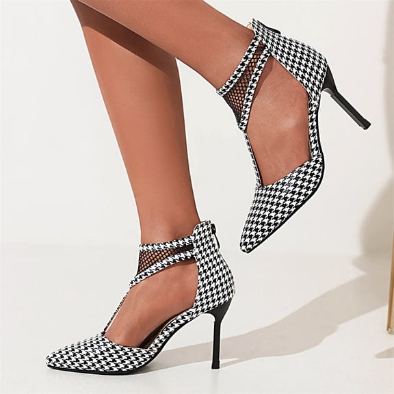 KBODIU Women's Heels, Women Stiletto High Heels Sandals Casual Back Zip Leopard Print Sandals Super High Heel Pointed Toe Hollow Out Stilettos Wedding Heels Prom Heels Heeled Sandals Gray 37