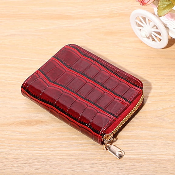 BESTYASH Red PU Credit Card Holder Wallet with , Compact Design for Access and Secure Storage
