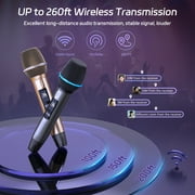 JYX Dual Wireless Microphone, Handheld Wireless Bluetooth Karaoke Microphone with Rechargeable Receiver, Metal Professional Dynamic Microphone for Singing, Speech, U60
