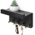thumbnail image 1 of czcpp-Small Key Holder Wall Mount - Decorative 8 inch Key and Mail Holder for Wall with Shelf and 4 Sturdy Hooks for Aesthetic Room Decor - Perfect Aesthetic Stuff in House Decor (Modern Black), 1 of 4
