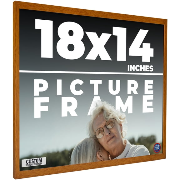18x14 Honey Brown Real Wood Picture Frame Width 0.75 inches | Interior Frame Depth 0.5 inches |