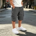 thumbnail image 3 of Fozruso Boys Casual School Uniform Shorts Loose Fit Elastic Waist Drawstring Short for Kids Outdoor Play(Gray), 3 of 7
