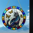 thumbnail image 3 of Stained Glass Cat Garden Suncatcher, 20 Inch Handmade Hanging Ornament Pre-Tied Ribbon Cute Window Garden Car Decor, 3 of 4