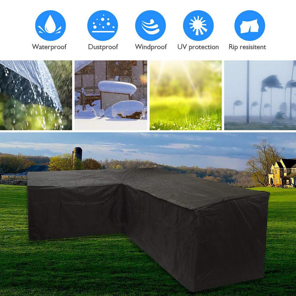 Outdoor Garden Furniture L-Shape Protective Cover Sunscreen Sofa Cover Protector Windproof Washable - image 4 of 11