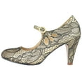 thumbnail image 2 of Chase and Chloe Kimmy-21 Gold Lace Mary Jane Rounded Toe Kitten Heeled Pumps (Gold Lace, 6), 2 of 2