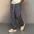 thumbnail image 5 of Men's Elastic Waist Golf Pants, Business Casual Relaxed Fit Straight Leg Trousers, Drawstring Chino Pants for office & Golf Big and Tall Size S-3XL Dark Gray, 5 of 6