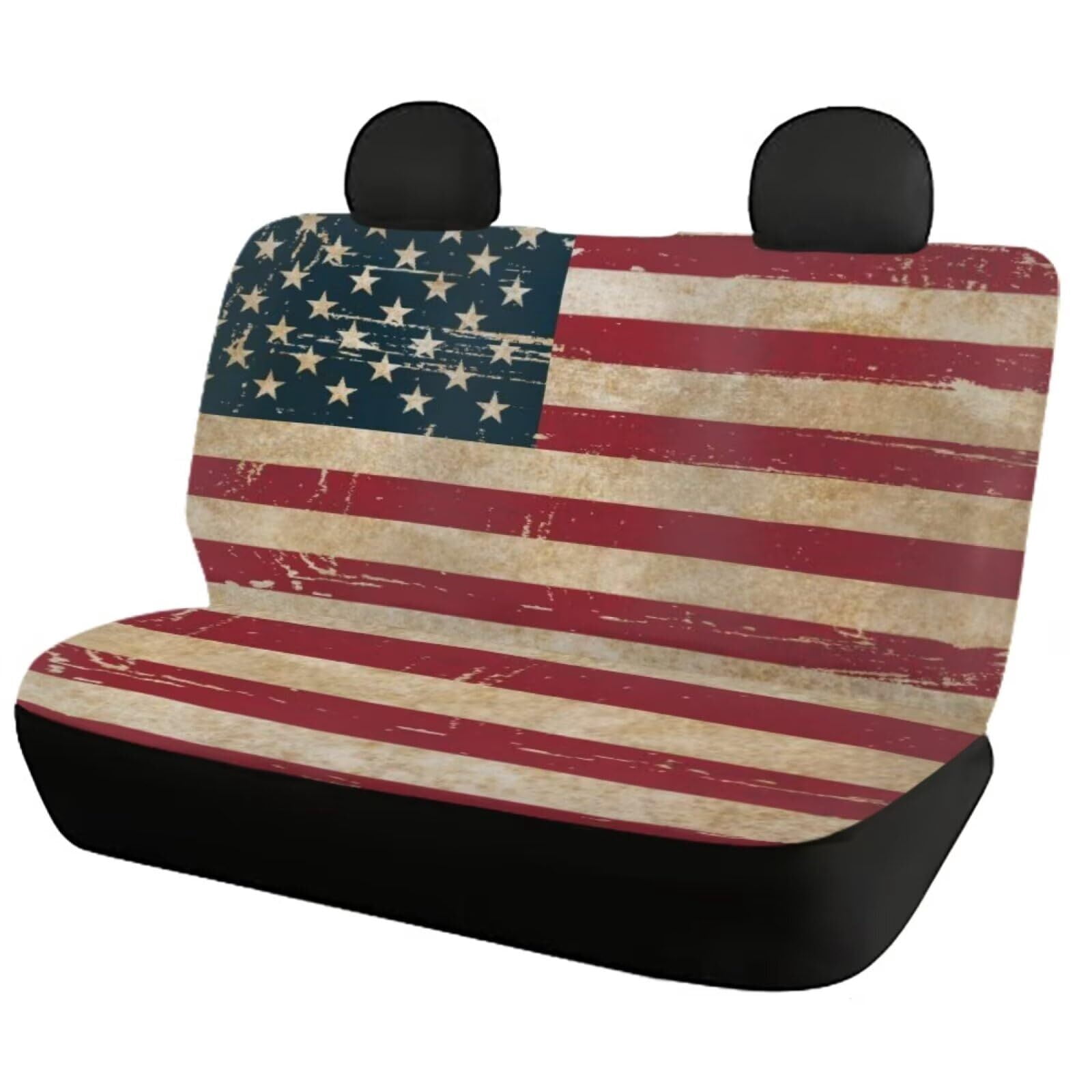 Brythos 4 Piece Vintage American Flag Car Seat Covers Front and Rear Seat Cushion Protectors