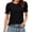 *2-Black, variant on Women's Puff-Sleeve Ruched Ruffled Top,Ladies Short Sleeve Crew Neck T-Shirt,Summer Blouse For Women,Red,Size S