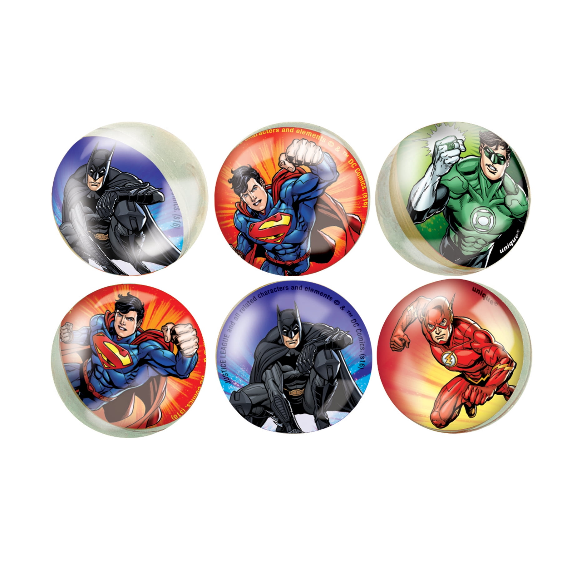 4 pcs. amscan Assorted Justice League Bounce Balls for Kids