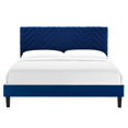 thumbnail image 4 of Platform Bed Frame, Tufted, King, Blue Navy, Velvet, Mid Century Bedroom, Modern Contemporary Boutique HB35641, 4 of 8