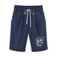thumbnail image 4 of LEBONYARD Plus Size Shorts for Women,Trendy Women's Shorts with Elastic Waist,Women's Shorts and Linen Fashionable Printing Elastic Waist 5-inch Pants Drawstring 5-inch Shorts Navy M, 4 of 4