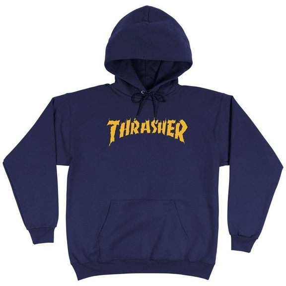 Thrasher Burn It Down Hoodie Sweatshirt Large Navy