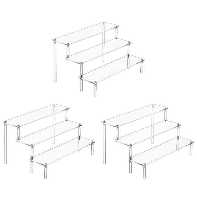 3X Acrylic Display Risers, Perfume Stand Organizer, Clear Acrylic Shelf Risers for Stands for Food, Tabletop Use
