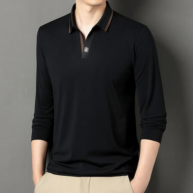 pstuiky camisa de manga larga para hombre, Pijama deportivo para hombre, para estar en casa, de color liso, con camiseta deportiva de manga larga y cuello vuelto camisetas de hombre xl