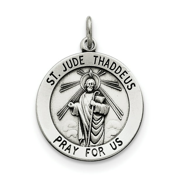 Sterling Silver Saint Jude Thaddeus Médaille QC3601 (30mm x 22mm)