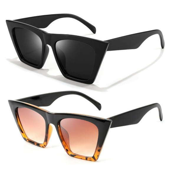 Gafas de Sol FEISEDY Vintage Cuadradas Ojo de Gato UV400 para Mujer x2