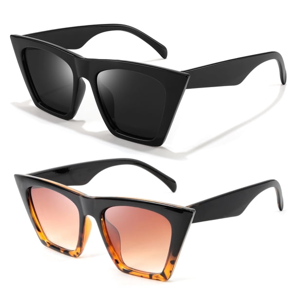 Gafas de Sol FEISEDY Vintage Cuadradas Ojo de Gato UV400 para Mujer x2