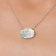 thumbnail image 3 of Gem Stone King 14K White Gold White Opal Pendant Necklace for Women | 4.50 Cttw | Gemstone October Birthstone | Oval Cabochon 14X10MM | With 18 inch Chain, 3 of 6